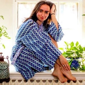 REKH&DATTA hand printed kimono, OS, 100%cotton, tie waist